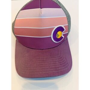 Colorado C Logo Trucker Hat Purple Pink Stripe Mesh Snapback Cap New